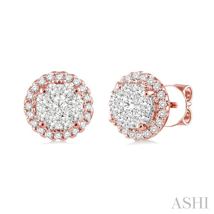 Crystal-twisted earrings-ROUND SHAPE HALO LOVEBRIGHT ESSENTIAL DIAMOND EARRINGS