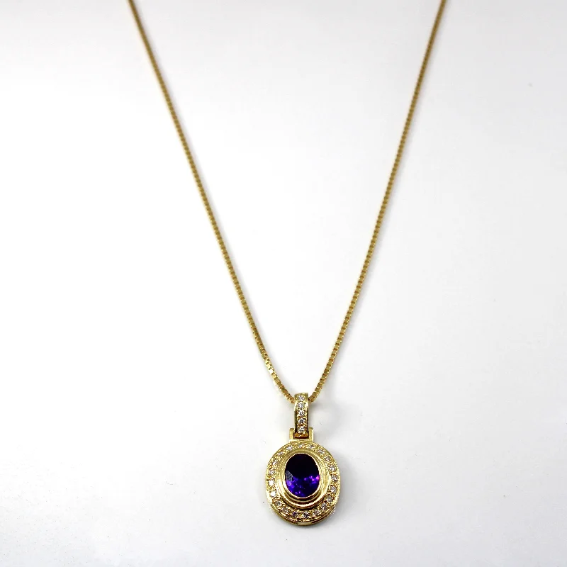 Vivid stone necklaces-Bezel Set Amethyst & Diamond Pendant Necklace | 1.50ct | 0.30ctw | 18"|