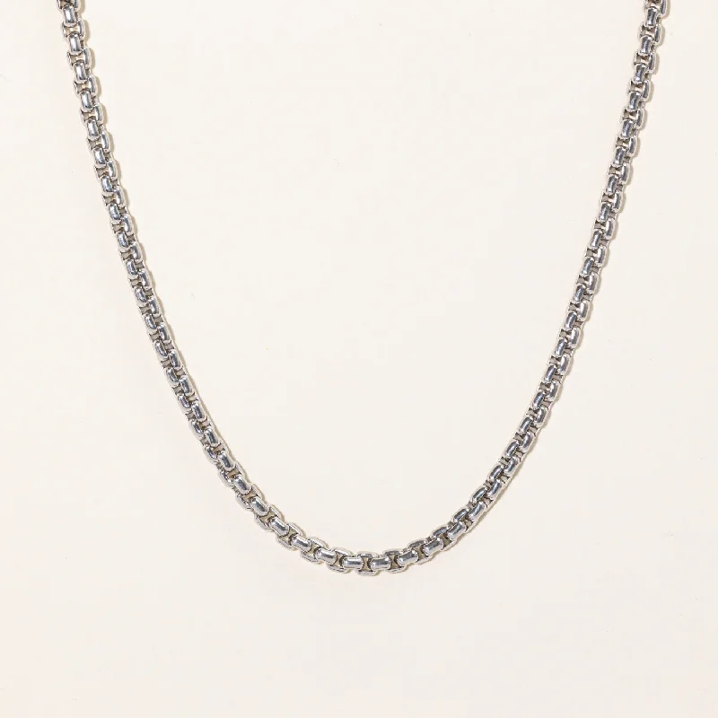 Knot-style necklaces-'Tiffany & Co' 18k White Gold Square Link Chain | 20" |