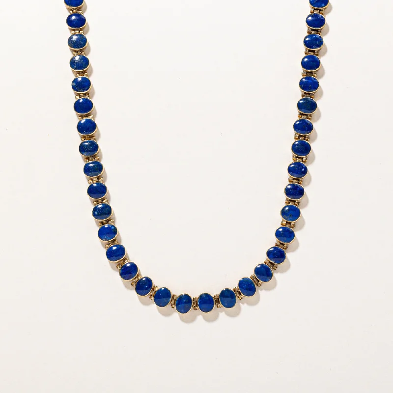 Fine beaded necklaces-Lapis Lazuli Link Necklace | 28.00ctw | 16" |