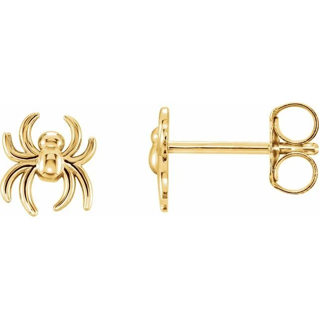 Flat coin earrings-14K Yellow Gold 6.3x5.6 mm Spider Earrings