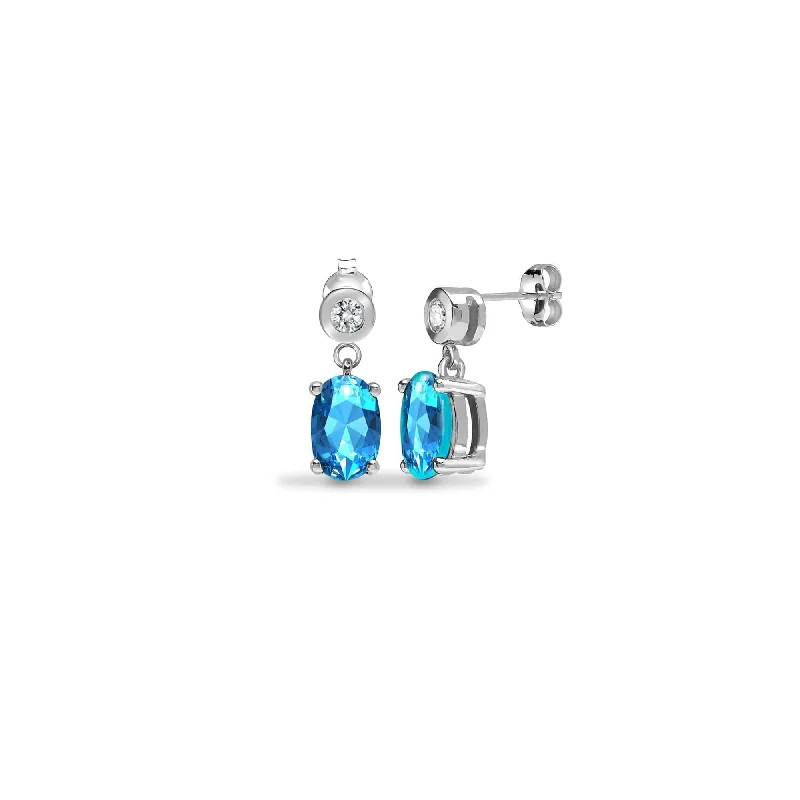 Spinel earrings-AQUAMARINE DROP EARRINGS IN 9K WHITE GOLD