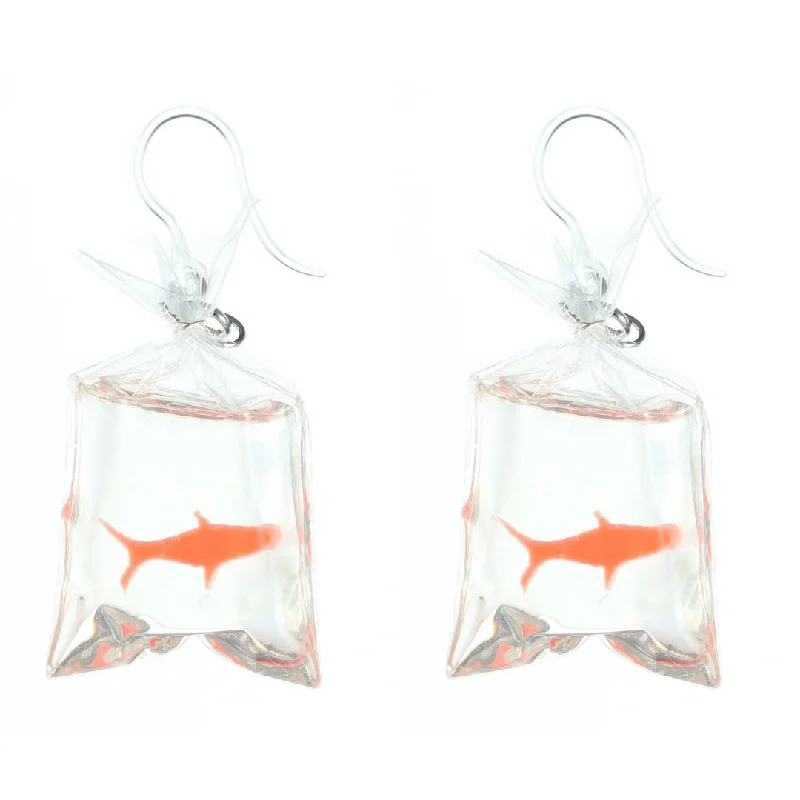 Exaggerated Fair Fish Dangles Hypoallergenic Earrings for Sensitive Ears Made with Plastic Posts