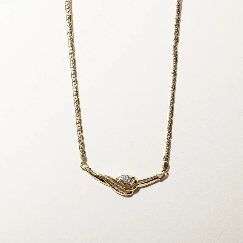 Petal motif necklaces-Cluster Diamond Textured Gold Necklace | 0.08ctw | 18"|