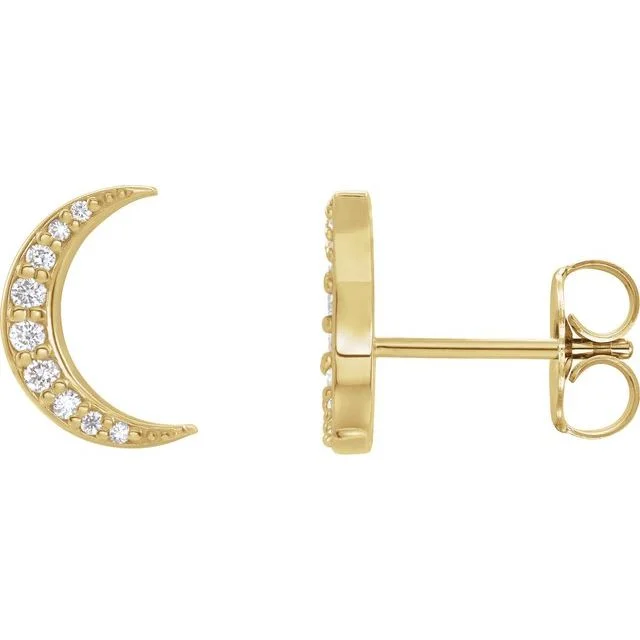 Thin drop earrings-14K Gold 1/10 CTW Natural Diamond Crescent Moon Earrings