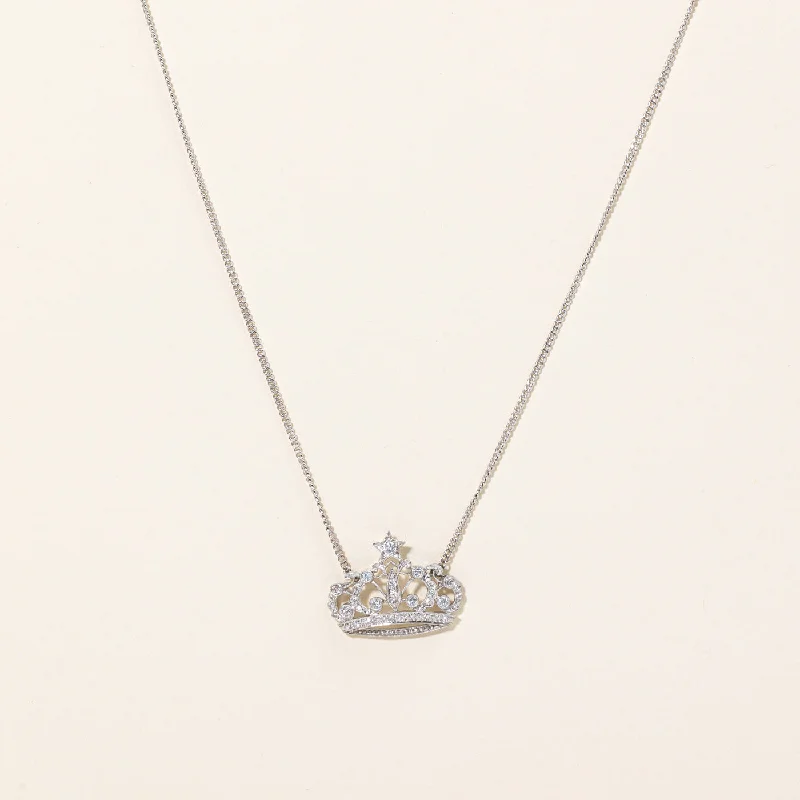 Comet star necklaces-Diamond Crown Pendant Necklace | 0.49ctw | 18" |