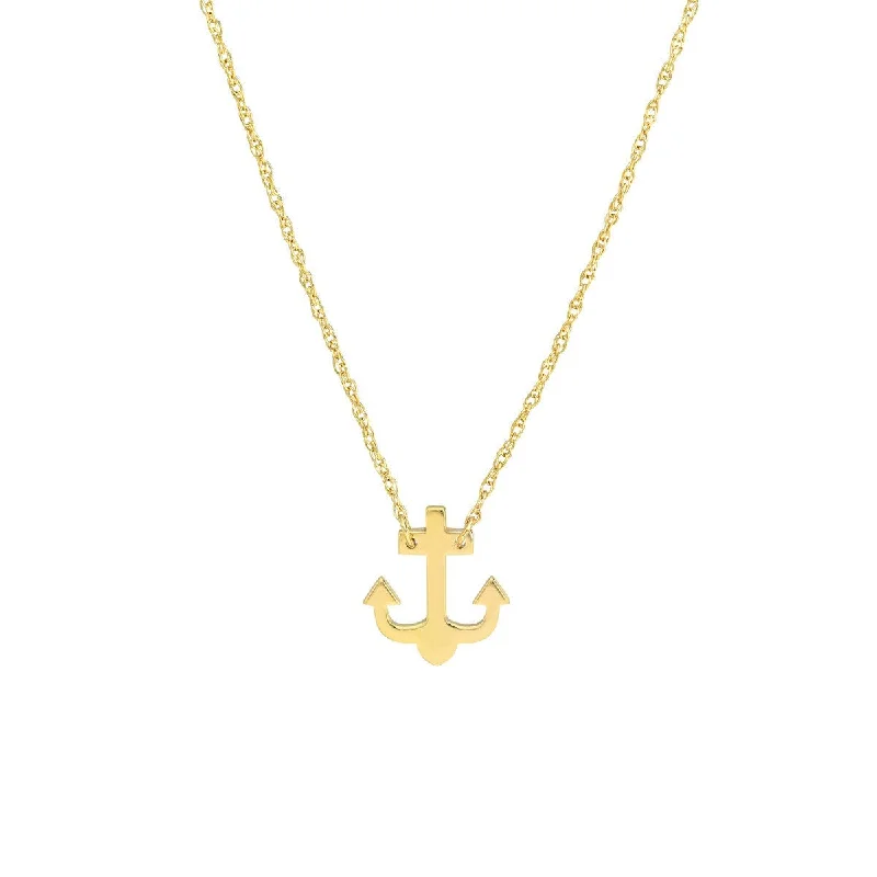 Wide link necklaces-14K Yellow Gold So You Mini Anchor Adjustable Necklace