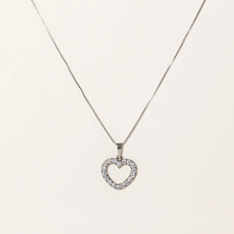 Cloud glass necklaces-Diamond Heart Pendant Necklace | 1.62ctw | 17" |