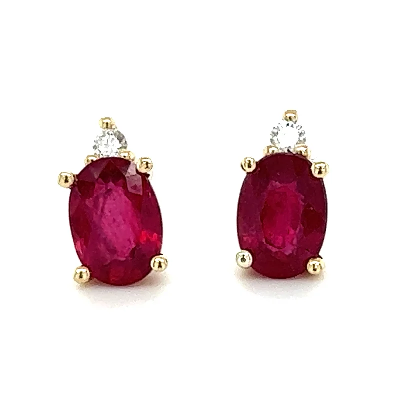 Wide ring earrings-9ct Yellow Gold Oval Ruby & Diamond Earrings