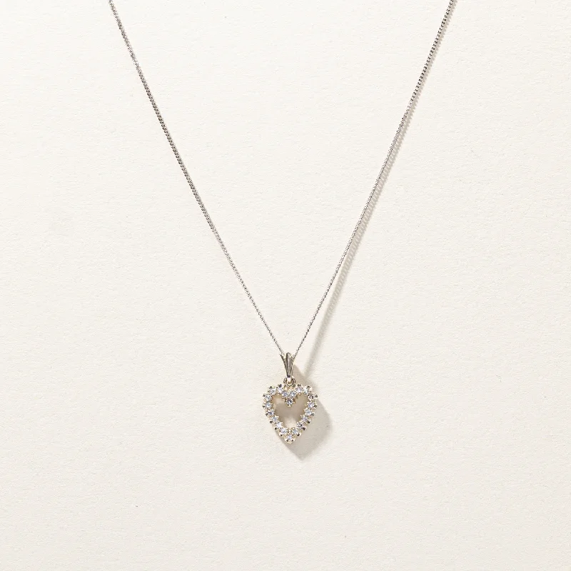 Swirl pattern necklaces-Diamond Heart Pendant Necklace | 0.20ctw | 15"|