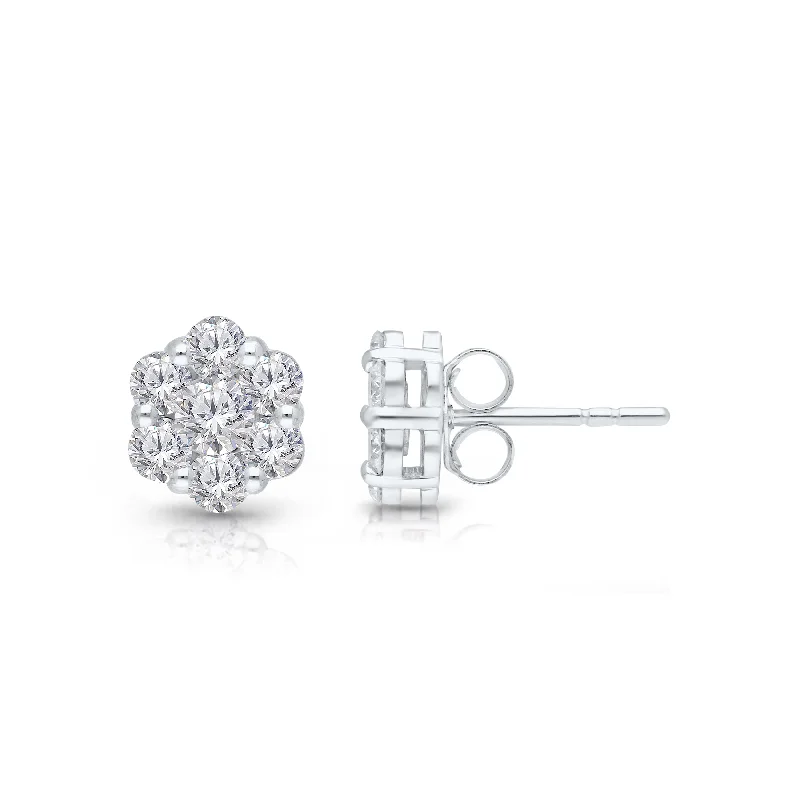 Gem weave earrings-Kallati 1.10ctw Lab Grown Diamond Stud Earrings