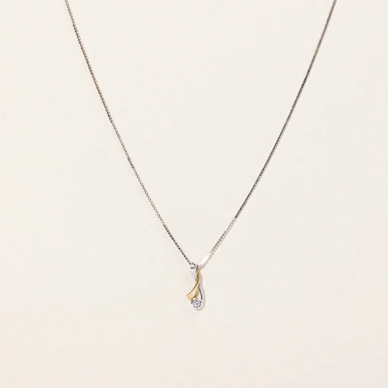 Swirl pattern necklaces-Canadian Diamond Two Tone Pendant & Necklace | 0.09ct | 18" |