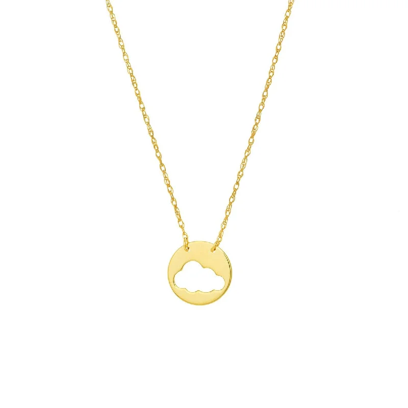 Retro locket necklaces-14K Yellow Gold So You Cutout Cloud Mini Disk Adj Necklace