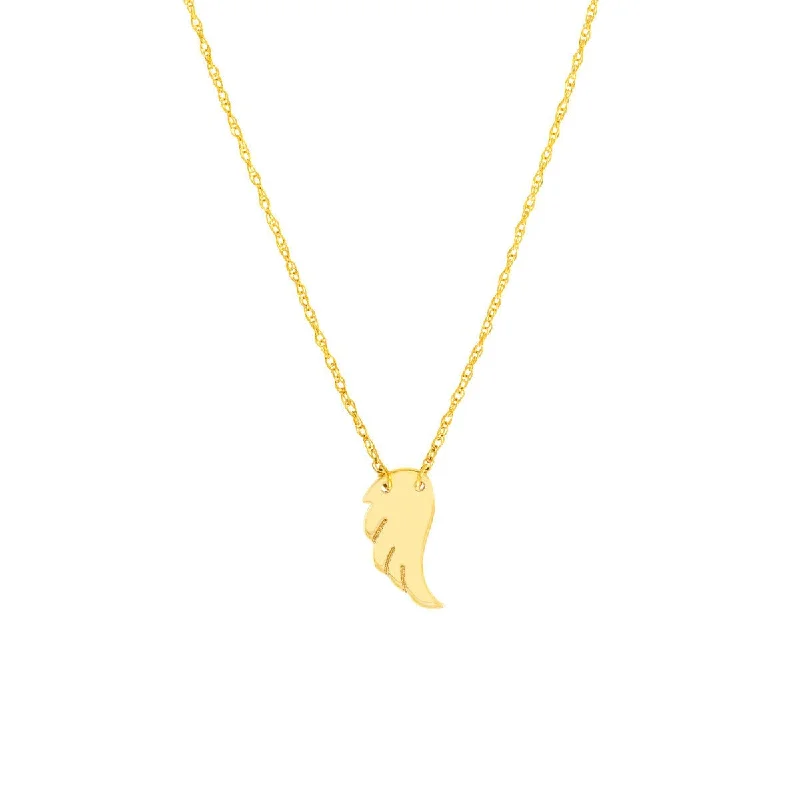 Satin gold necklaces-14K Yellow Gold So You Mini Angel Wing Adjustable Necklace