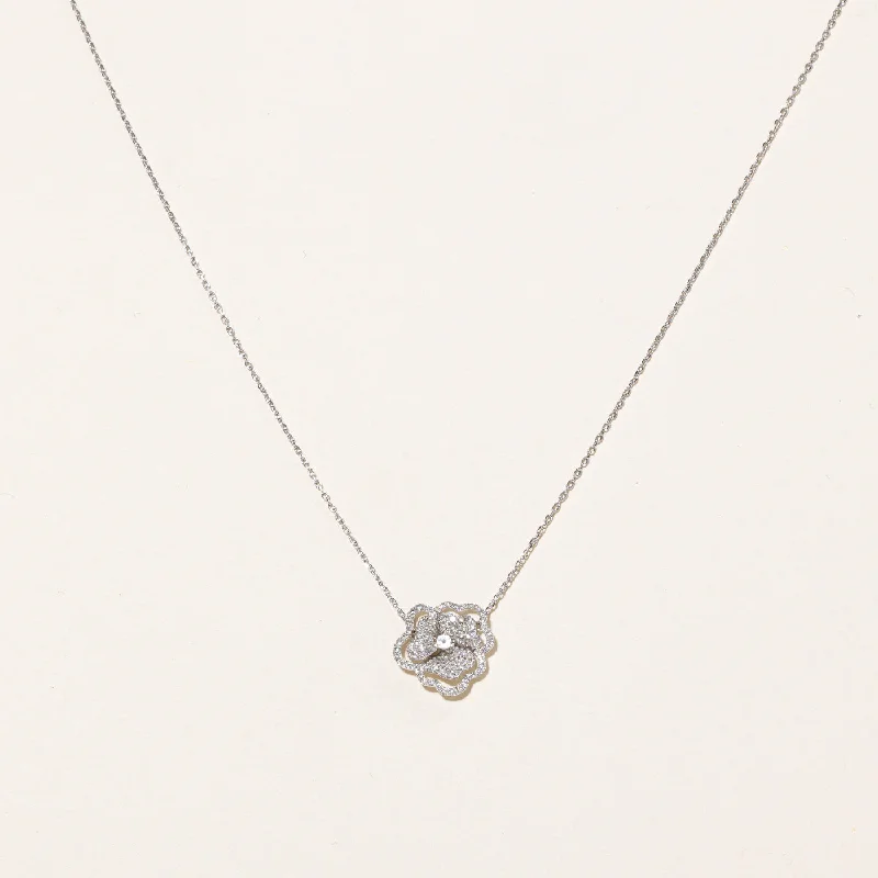 Warm wood necklaces-Diamond & Topaz Flower Pendant Necklace | 0.32ctw, 0.05ctw | 16" |