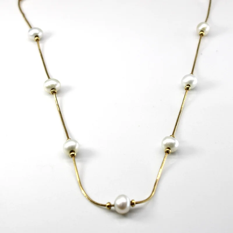 Astro sign necklaces-Pearl Gold Chain | 16"|