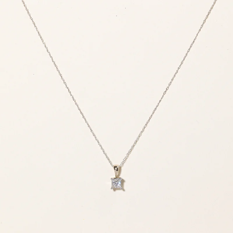 Broad weave necklaces-Princess Cut Diamond Pendant Necklace | 19"|