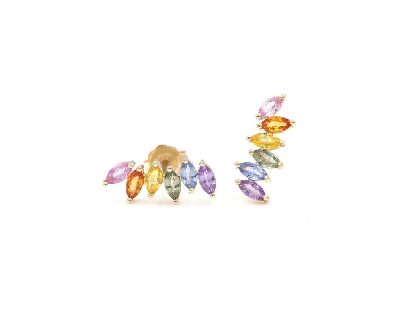 Spinel earrings-Marquise Ear Climbers