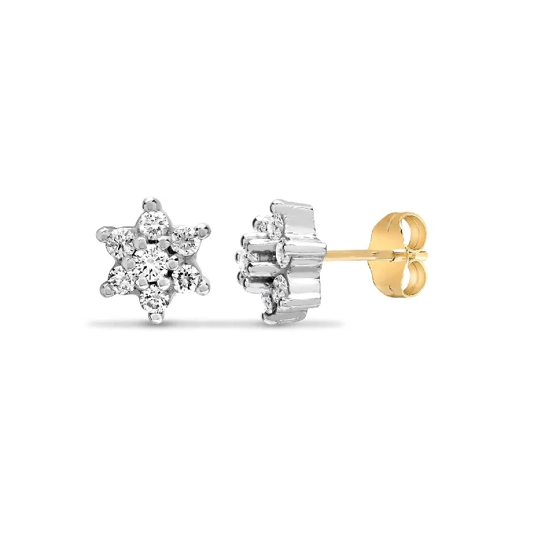 Loop knot earrings-DIAMOND CLUSTER STUD EARRINGS IN 9K YELLOW GOLD