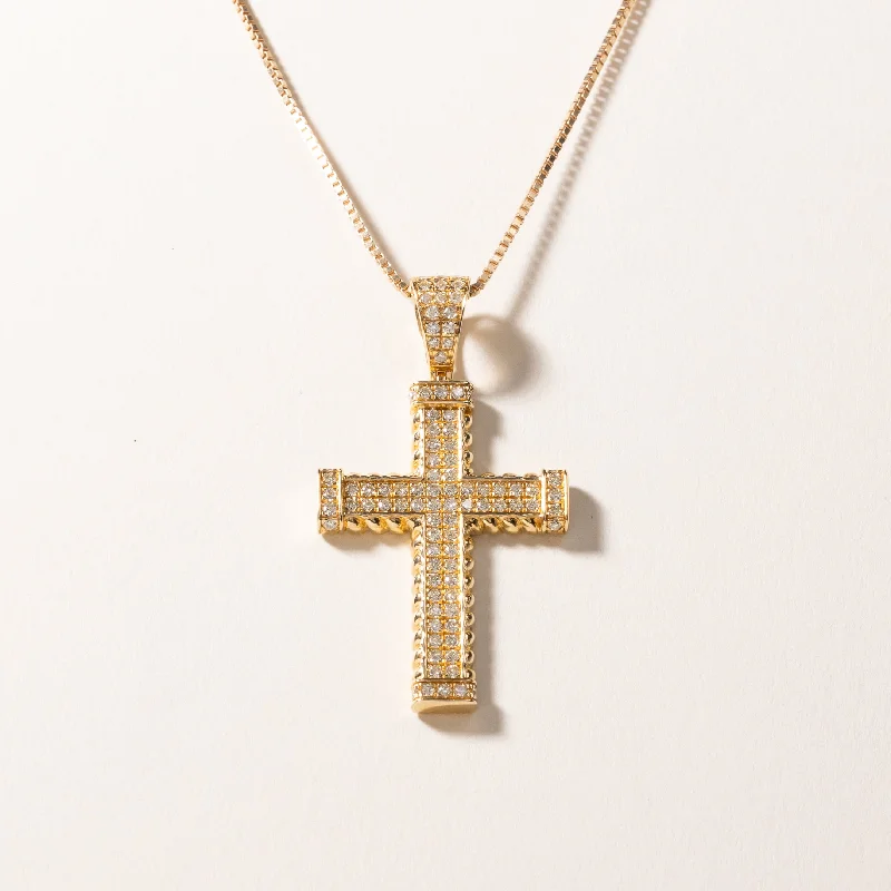 Cloud glass necklaces-14k Yellow Gold Diamond Cross Necklace | 1.33ctw | 16"