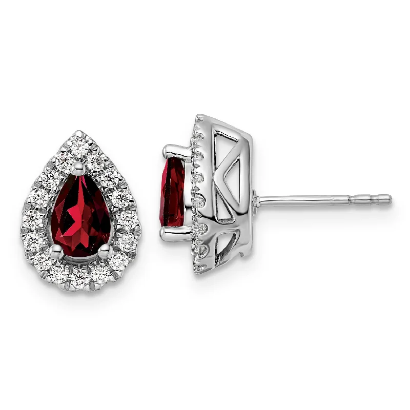 Broad hoop earrings-Ruby Diamond Halo Earrings