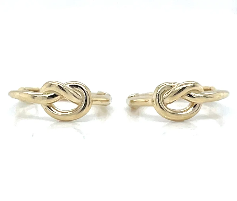 Bold bar earrings-9ct Yellow Gold Knot Hoop Earrings