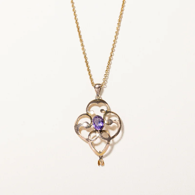 Fused metal necklaces-Amethyst Pendant Necklace | 1.20ct | 18" |