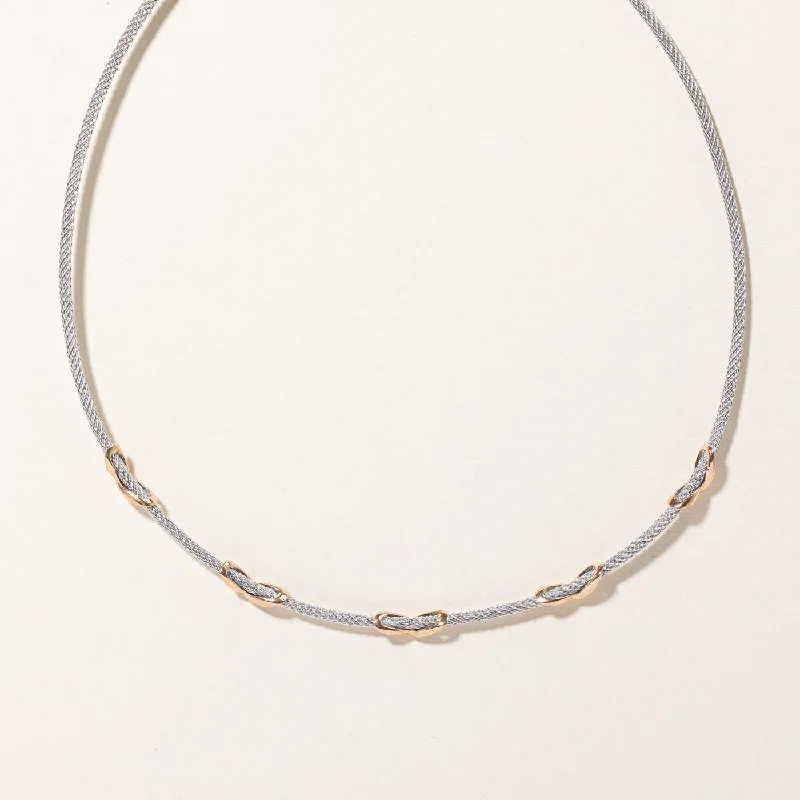 Galaxy sign necklaces-18k Two Tone Gold Wire Band Choker | 16" |