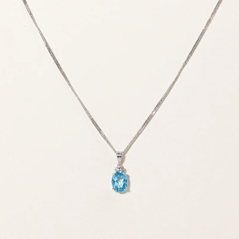 Lock clasp necklaces-Blue Topaz & Diamond Pendant & Necklace | 2.00ct, 0.01ctw | 16" |