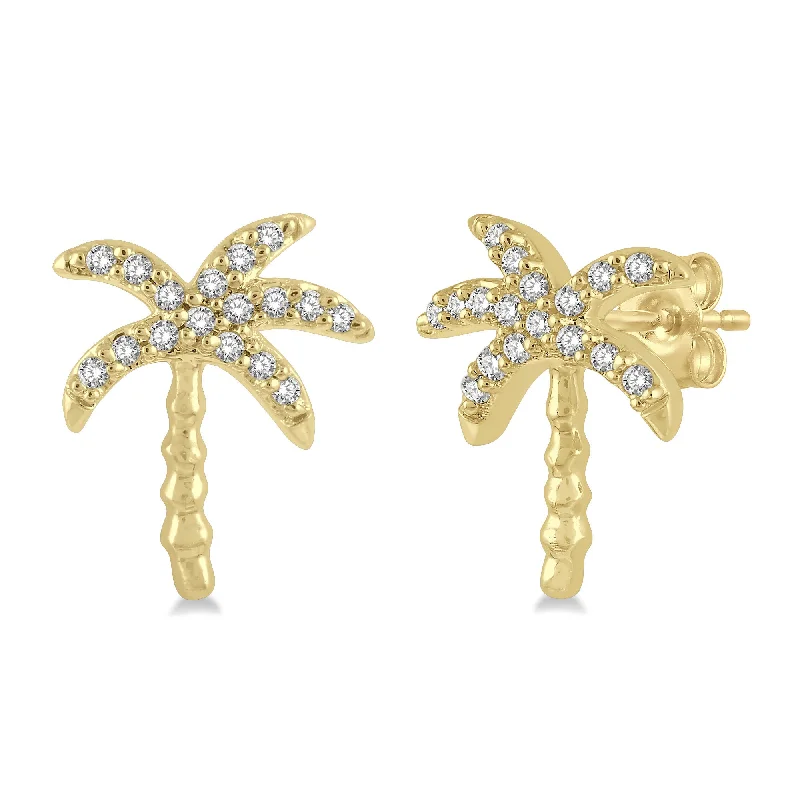 Cebu tile earrings-Ashi .10ctw Diamond Palm Tree Stud Earrings