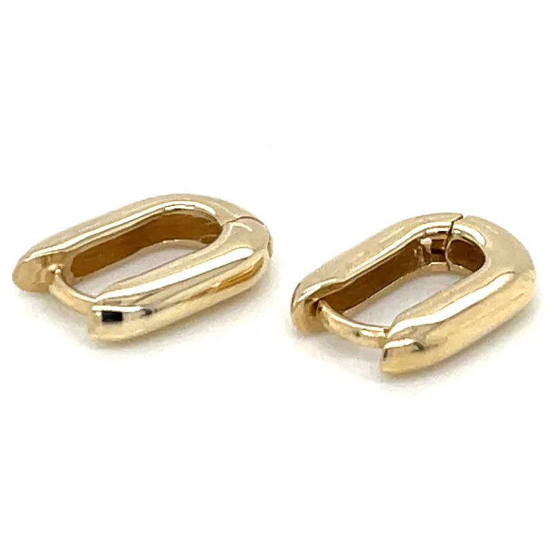 Swirl design earrings-9ct Yellow Gold Small Rectangular Hoop Earrings