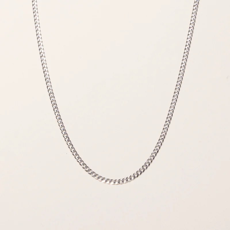 Art deco necklaces-10k White Gold Curb Link Chain | 24"