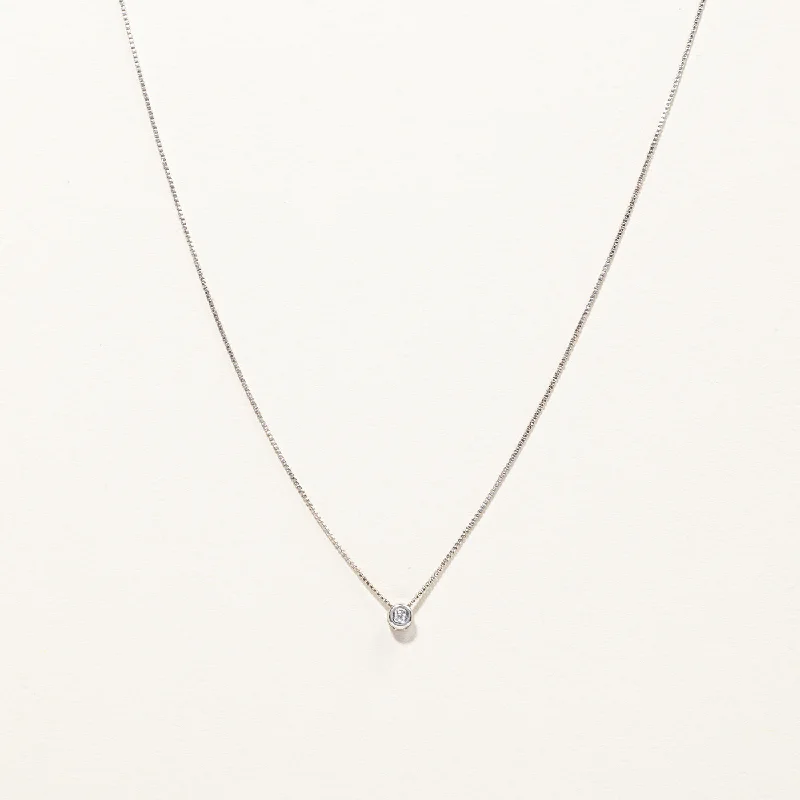 Wide bib necklaces-Bezel Set Diamond Pendant Necklace | 0.03ct | 16"|