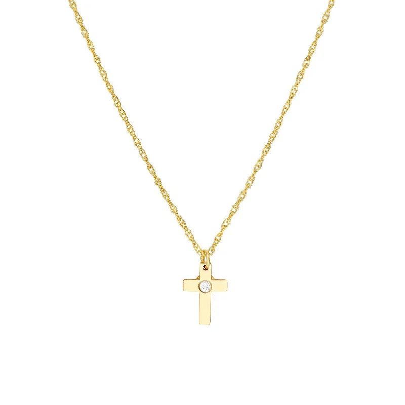 Silk cord necklaces-14K Yellow Gold So You Diamond Cross Necklace