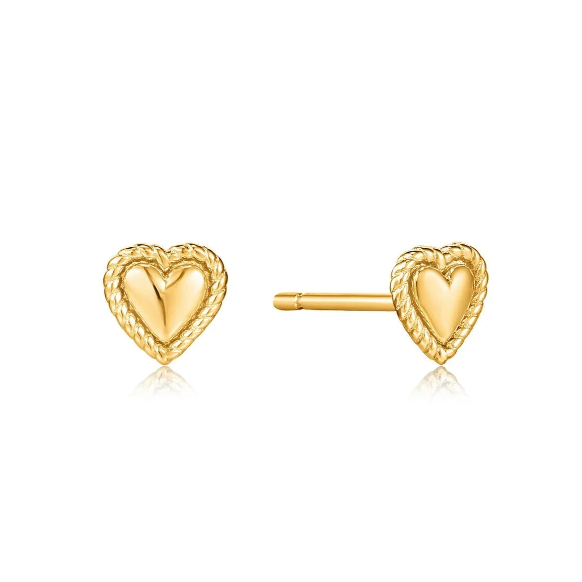 Surf motif earrings-Ania Haie Gold Rope Heart Stud Earrings