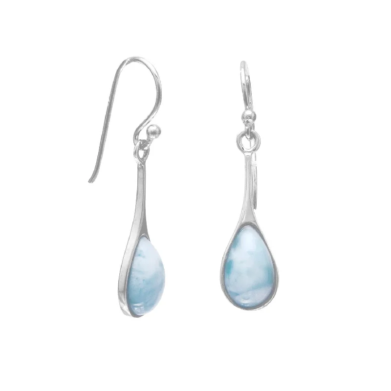 Broad hoop earrings-Sterling Silver Long Drop Pear Teardrop Shape Dangle Earrings