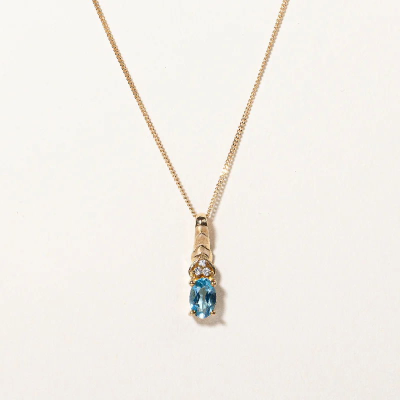 Secure clasp necklaces-Blue Topaz & Diamond Pendant Necklace | 0.38ct, 0.015ctw | 16" |