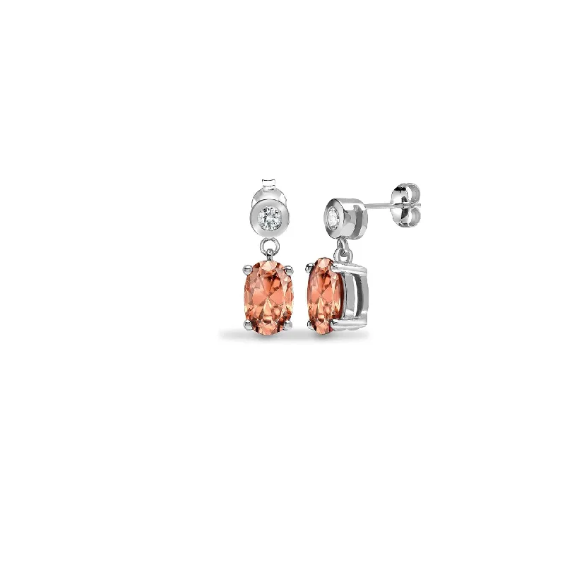 Flat stud earrings-MORGANITE DROP EARRINGS IN 9K WHITE GOLD