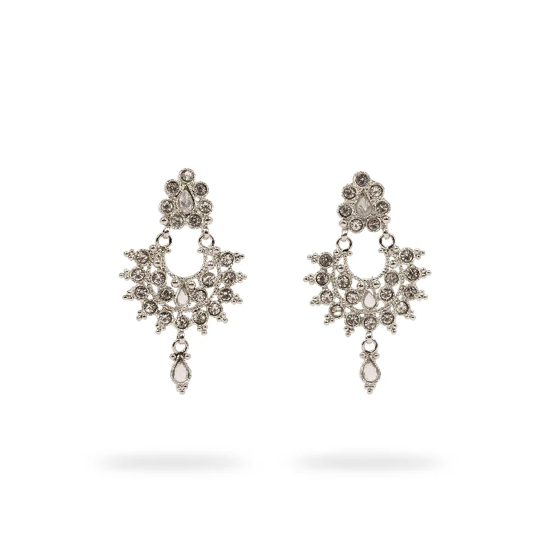 Smooth drop earrings-Kyra Chandbali Earrings in Rhodium