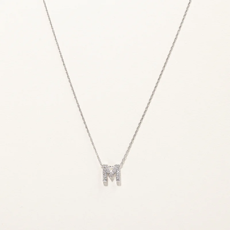 Gem weave necklaces-Diamond M Letter Pendant Necklace | 0.06ctw | 18"|