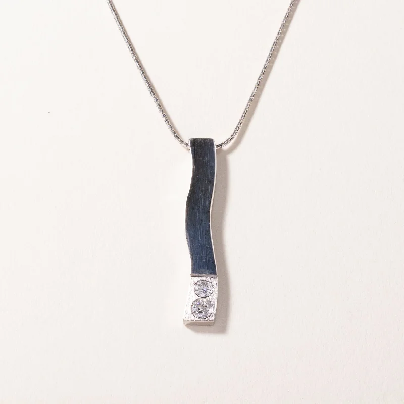 High bar necklaces-18k White Gold Diamond Necklace | 0.30ctw | 16"