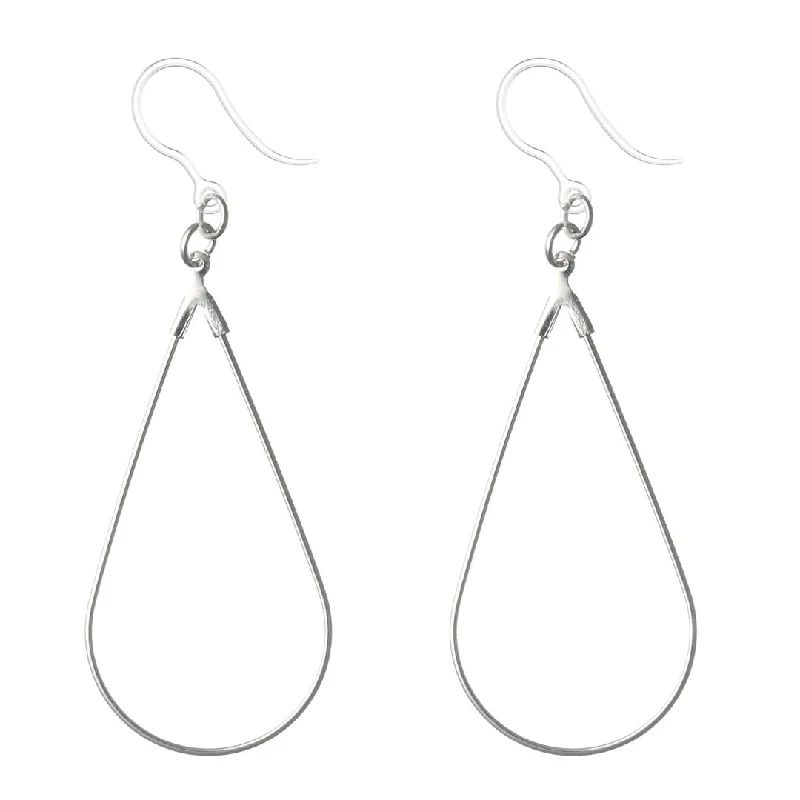 Teardrop Safety Pin Dangles Hypoallergenic Earrings for Sensitive Ears Made with Plastic Posts