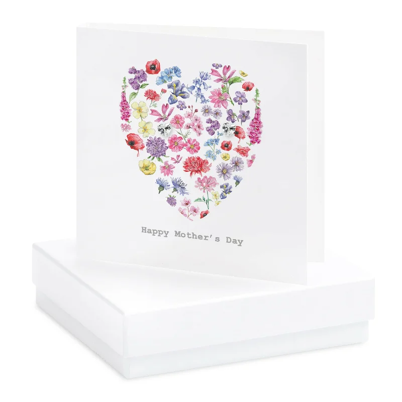 Mothers Day Heart Sterling Silver Stud Earrings - Gift Box and Card Included