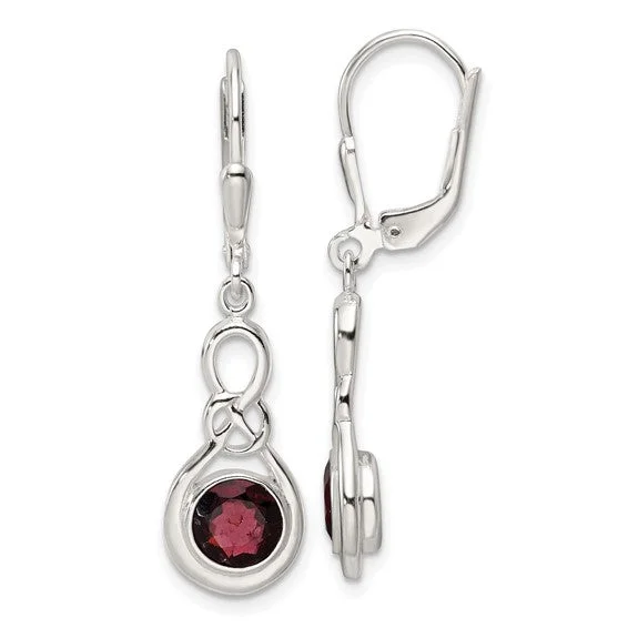 Soft threader earrings-Sterling Silver Gemstone Knot Leverback Dangle Earrings