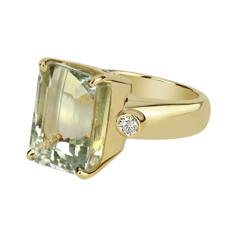 Ring - Green Quartz And Diamond (2333A)