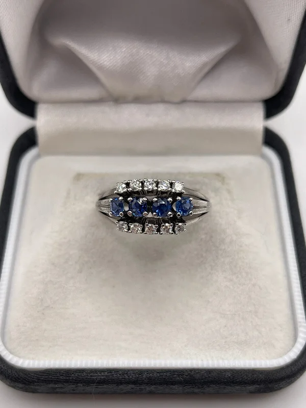 14ct white gold sapphire and diamond ring