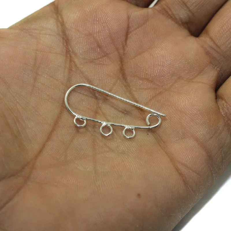 Brass Earring Hooks Silver 1.25 Inches