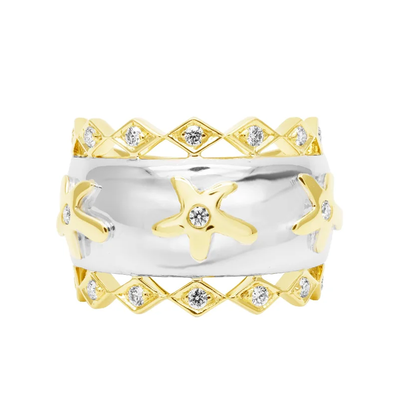 Ring - Diamond In 18k Yellow And White Gold