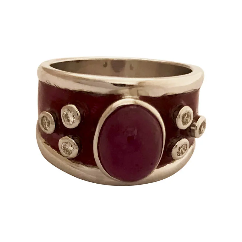 Repair - Ring - Ruby and Diamond (Enamel) in Sterling Silver (277CS)