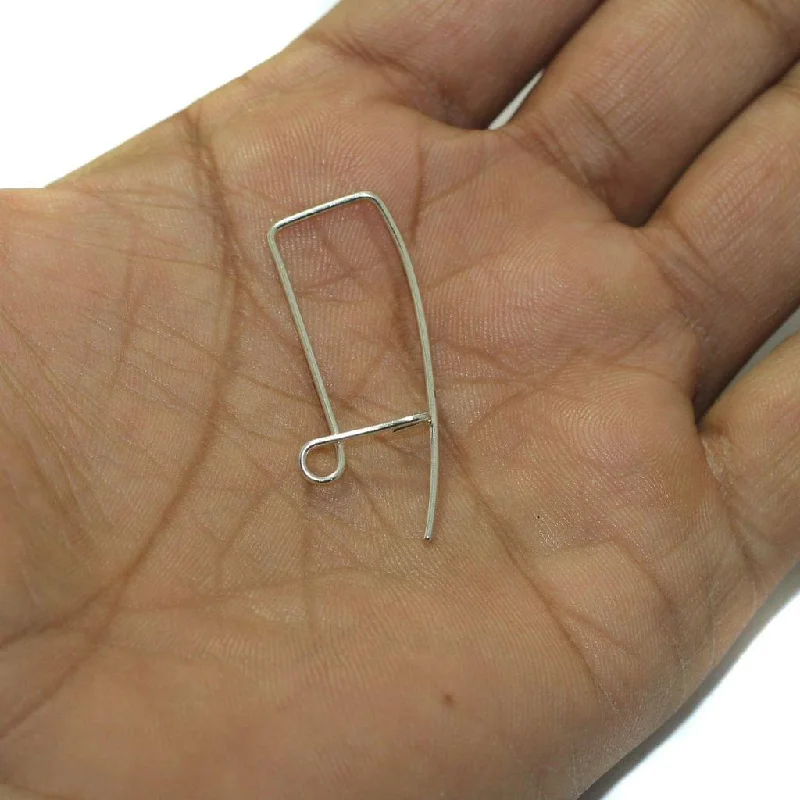 Brass Earring Hooks Silver 1.5 Inches